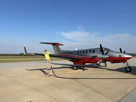 Airplane and fuel truck